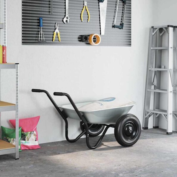 vidaXL Vozík Strieborná a čierna 124 x 73 x 65 cm Oceľ – Obrázok 4