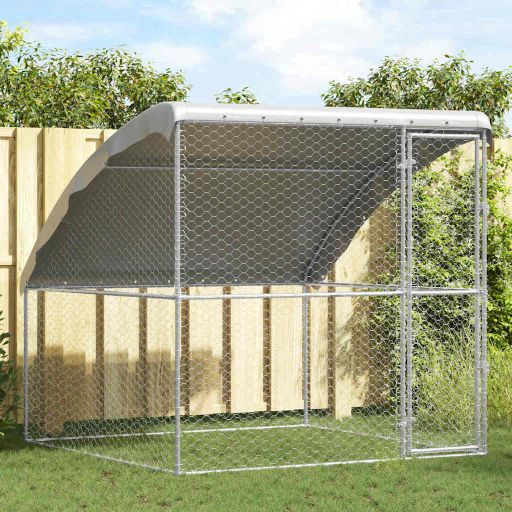 42008377_1.jpg vidaXL Psí kennel s úložiskom Strieborná 2 x 2 x 2 m Oceľ – Obrázok 1