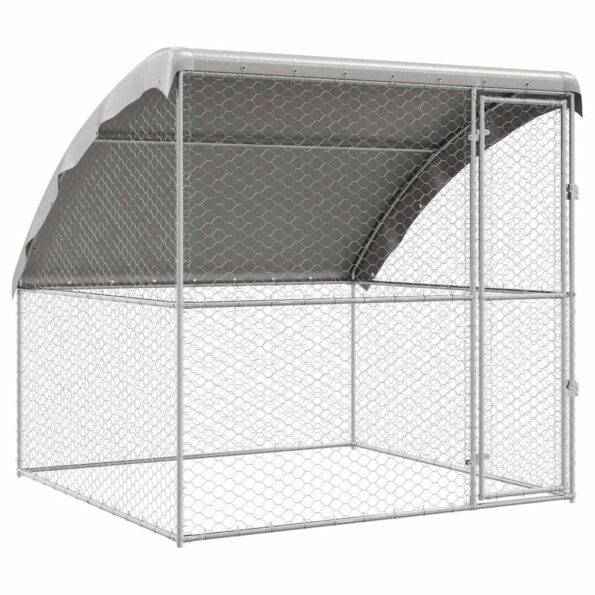 vidaXL Psí kennel s úložiskom Strieborná 2 x 2 x 2 m Oceľ – Obrázok 2