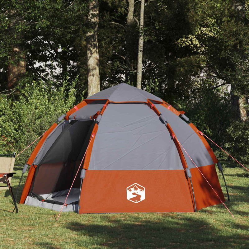 42008398_1.jpg vidaXL Rýchly stan s pršiplášťom pre 4 osoby Šedá a oranžová – Obrázok 1