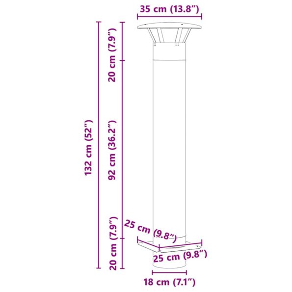 vidaXL Predĺženie komína Strieborná 35 x 35 x 132 cm – Obrázok 9