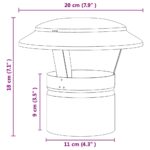 vidaXL Dážďový obal na komín Strieborná 20 x 20 x 18 cm Nerezová oceľ – Obrázok 7