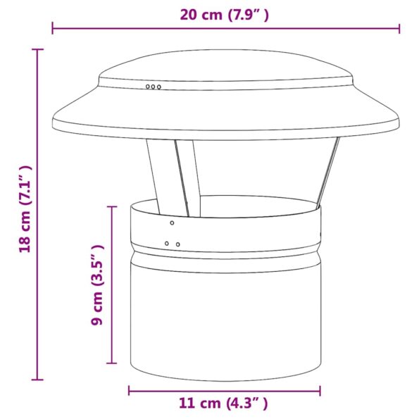 vidaXL Dážďový obal na komín Strieborná 20 x 20 x 18 cm Nerezová oceľ – Obrázok 7