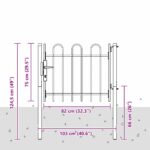 vidaXL Brána do plotu Sivá 100 x 75 cm Povrchovo upravená oceľ – Obrázok 5