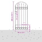 vidaXL Brána do plotu Sivá 89 x 200 cm Oceľ – Obrázok 5