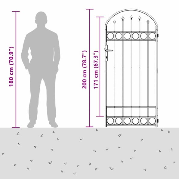 vidaXL Brána do plotu Sivá 89 x 200 cm Oceľ – Obrázok 6