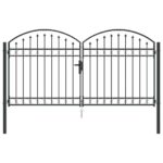 vidaXL Plotová brána Iný Sivá 300 x 150 cm Oceľ – Obrázok 2