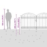 vidaXL Plotová brána Iný Sivá 300 x 150 cm Oceľ – Obrázok 8