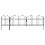 vidaXL Záhradná brána s oblúkovým vrchom Sivá 500 x 75 cm Oceľ – Obrázok 2