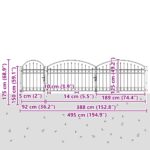 vidaXL Záhradná brána s oblúkovým vrchom Sivá 500 x 75 cm Oceľ – Obrázok 8