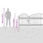 vidaXL Záhradná brána s oblúkovým vrchom Sivá 500 x 75 cm Oceľ – Obrázok 9