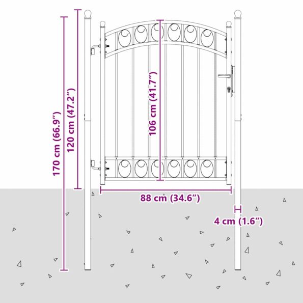 vidaXL Brána do plotu Sivá 150 x 100 cm Povrchovo upravená oceľ – Obrázok 7