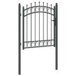 vidaXL Plotová brána s hrotmi so zámkom Sivá 125 x 100 cm – Obrázok 5