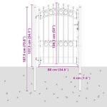 vidaXL Plotová brána s hrotmi so zámkom Sivá 170 x 100 cm – Obrázok 7