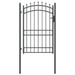 vidaXL Plotová brána s hrotmi so zámkom Sivá 200 x 100 cm – Obrázok 2