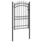 vidaXL Plotová brána s hrotmi so zámkom Sivá 200 x 100 cm – Obrázok 5