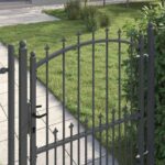 vidaXL Plotová brána s hrotmi so zámkom Sivá 125 x 100 cm – Obrázok 4