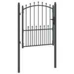 vidaXL Plotová brána s hrotmi so zámkom Sivá 125 x 100 cm – Obrázok 5