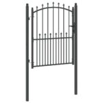 vidaXL Plotová brána s hrotmi so zámkom Sivá 150 x 100 cm – Obrázok 5