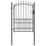 vidaXL Plotová brána s hrotmi so zámkom Sivá 170 x 100 cm – Obrázok 2