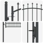 vidaXL Plotová brána s hrotmi so zámkom Sivá 170 x 100 cm – Obrázok 6