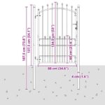 vidaXL Plotová brána s hrotmi so zámkom Sivá 170 x 100 cm – Obrázok 7