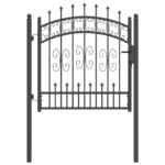 vidaXL Brána z Plotu s Špicatým Vrcholom Sivá 103 x 100 cm Oceľ – Obrázok 2