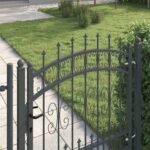 vidaXL Brána z Plotu s Špicatým Vrcholom Sivá 103 x 100 cm Oceľ – Obrázok 4