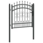 vidaXL Brána z Plotu s Špicatým Vrcholom Sivá 103 x 100 cm Oceľ – Obrázok 5