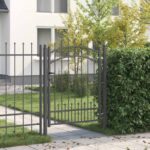 vidaXL Brána z Plotu s Špicatým Vrcholom Sivá 103 x 125 cm Oceľ