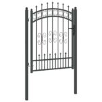 vidaXL Brána z Plotu s Špicatým Vrcholom Sivá 103 x 125 cm Oceľ – Obrázok 5