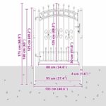 vidaXL Brána z Plotu s Špicatým Vrcholom Sivá 103 x 125 cm Oceľ – Obrázok 7