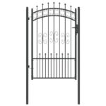 vidaXL Brána z Plotu s Špicatým Vrcholom Sivá 103 x 150 cm Oceľ – Obrázok 2