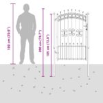 vidaXL Brána z Plotu s Špicatým Vrcholom Sivá 103 x 150 cm Oceľ – Obrázok 8