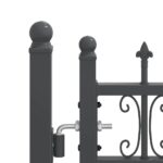 vidaXL Brána z Plotu s Špicatým Vrcholom Sivá 305 x 75 cm Oceľ – Obrázok 5