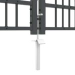 vidaXL Brána z Plotu s Špicatým Vrcholom Sivá 305 x 75 cm Oceľ – Obrázok 7