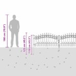 vidaXL Brána z Plotu s Špicatým Vrcholom Sivá 305 x 75 cm Oceľ – Obrázok 9