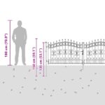 vidaXL Brána z Plotu s Špicatým Vrcholom Sivá 305 x 100 cm Oceľ – Obrázok 9