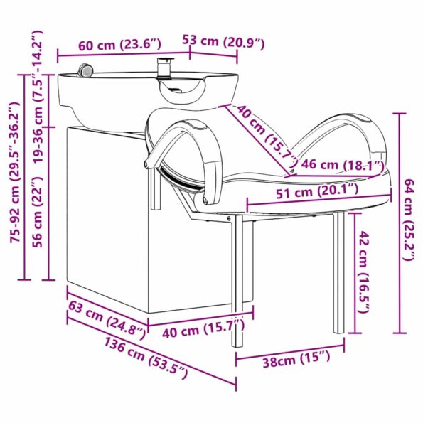 vidaXL Kozmetický stolička Svetlošedá a čierna 63 x 141 x 92 cm látka – Obrázok 10