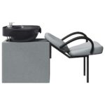 vidaXL Kozmetický stolička Svetlošedá a čierna 63 x 141 x 92 cm látka – Obrázok 5