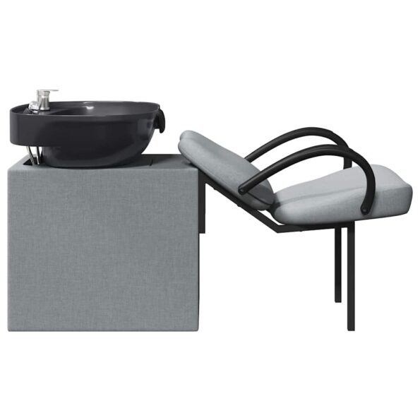 vidaXL Kozmetický stolička Svetlošedá a čierna 63 x 141 x 92 cm látka – Obrázok 5