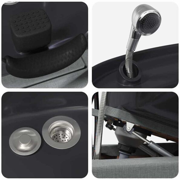 vidaXL Kozmetický stolička Svetlošedá a čierna 63 x 141 x 92 cm látka – Obrázok 7