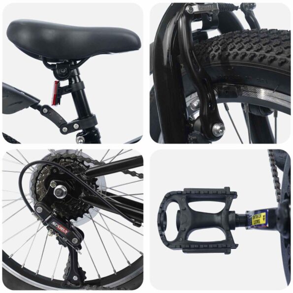 vidaXL Detské Kolo 24 Palcov 6-Speed pre 8-12 rokov Čierny – Obrázok 4