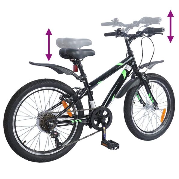 vidaXL Detské Kolo 24 Palcov 6-Speed pre 8-12 rokov Čierny – Obrázok 7