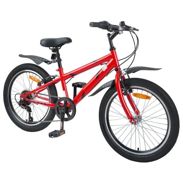 vidaXL Detské Kolo 24 Palcov 6-Speed pre 8-12 rokov Červená – Obrázok 2