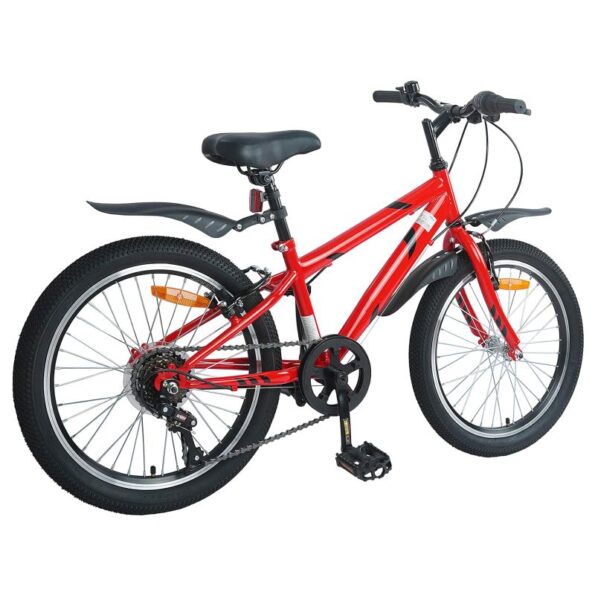 vidaXL Detské Kolo 24 Palcov 6-Speed pre 8-12 rokov Červená – Obrázok 3