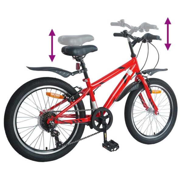 vidaXL Detské Kolo 24 Palcov 6-Speed pre 8-12 rokov Červená – Obrázok 7