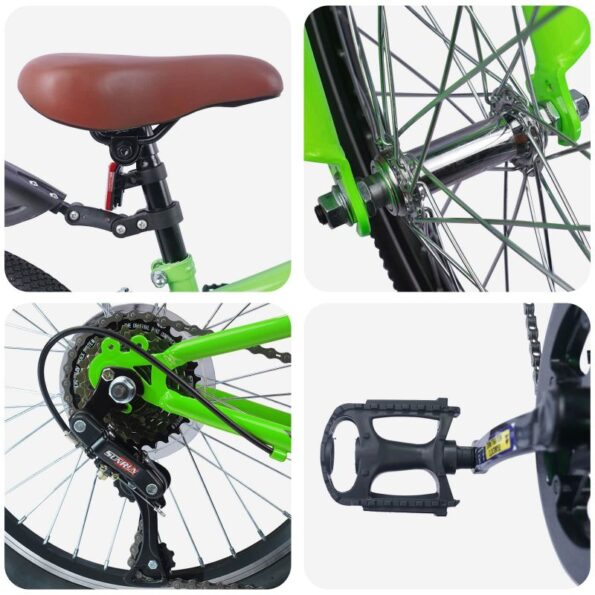 vidaXL Detské Kolo 24 Palcov 6-Speed pre 8-12 rokov Zelená – Obrázok 4