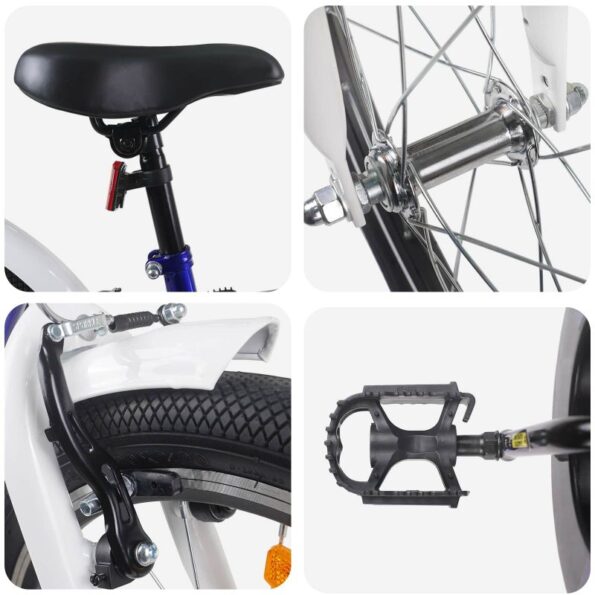 vidaXL Detské Kolo 24 Palcov pre 8-12 rokov Modro-biely – Obrázok 4