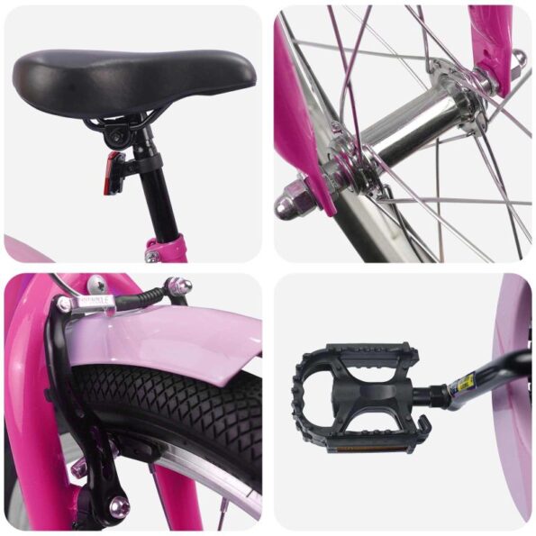 vidaXL Detské Kolo 20 Palcov pre vek 6-11 rokov Tmavo ružová – Obrázok 4